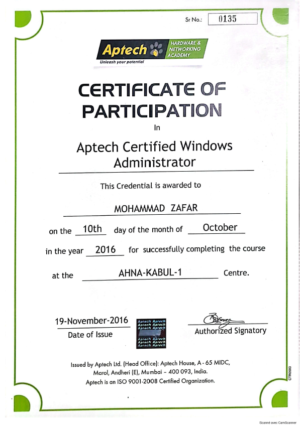 Attestation AP